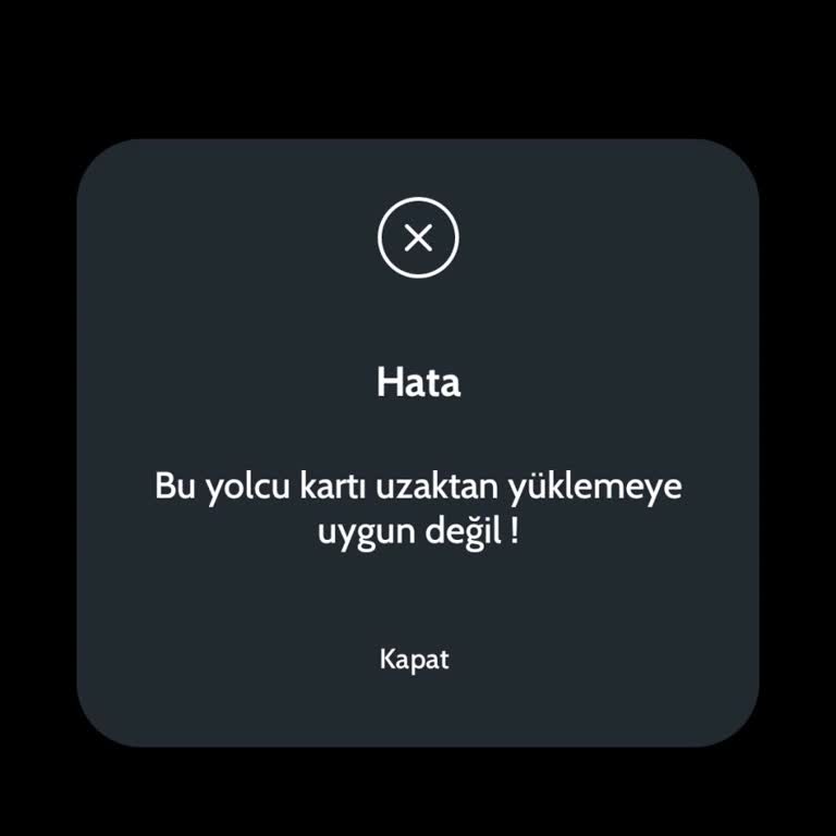 Asis Elektronik Bu Yolcu Kartı Uzaktan Yüklemeye Uygun Değil Hatası