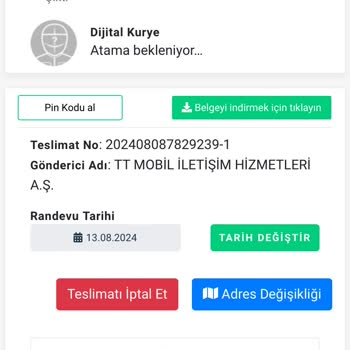 Dijital Kurye Teslim Edilmeyen Kargo (Türk Telekom Hat)