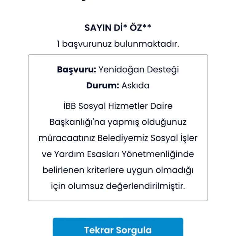 İBB - İstanbul Büyükşehir Belediyesi Yenidoğan Destek Paketinde Yaşanan Belirsizlik Ve Adaletsizlik