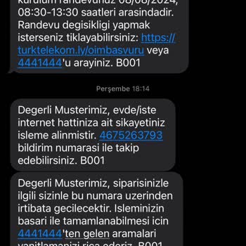 Türk Telekom 3 Randevuya Gelmedi