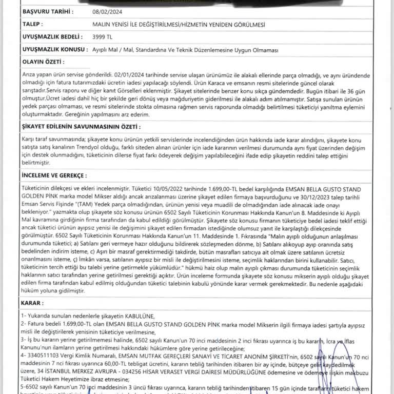 Emsan Tüketici Mahkemesi Kararlarını Uygulamıyor.