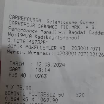 Selamiçeşme Carrefour SA Gurme STT Geçmiş Ürün Satışı