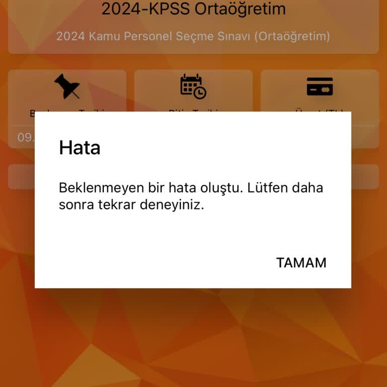ÖSYM KPSS Geç Başvuru "beklenmeyen Bir Hata Oluştu" Sorunu