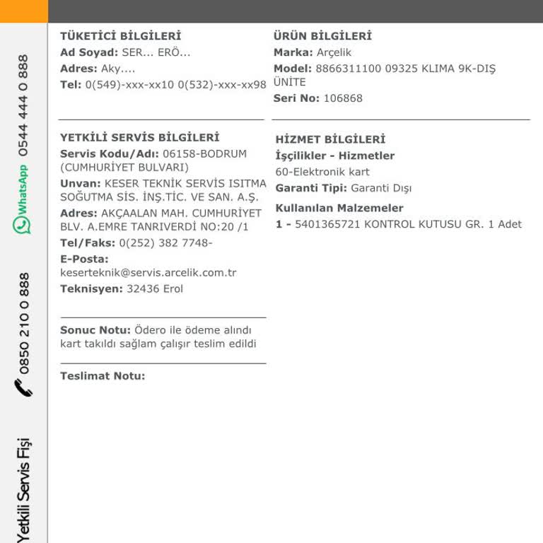 Arçelik Klima CH38 Hatası ve Yetersiz Servis Hizmeti