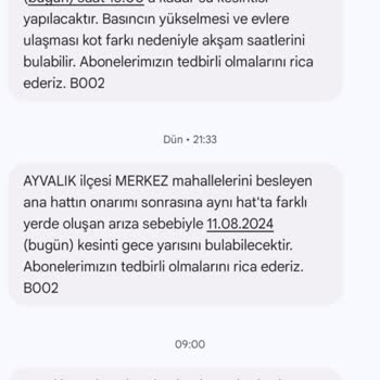 Ayvalık Belediyesi Ayvalik Su Kesintileri