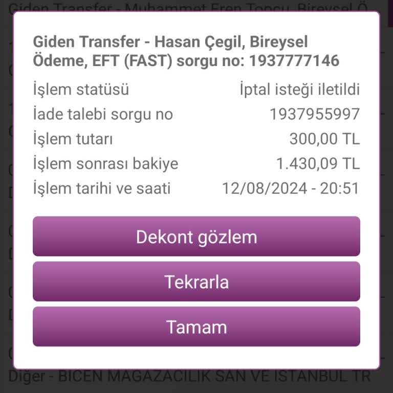 Enpara EFT İade İsteği