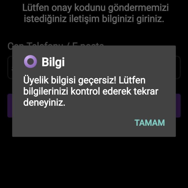 Digiturk Üyelik Bilgisi Geçersiz Sorunu