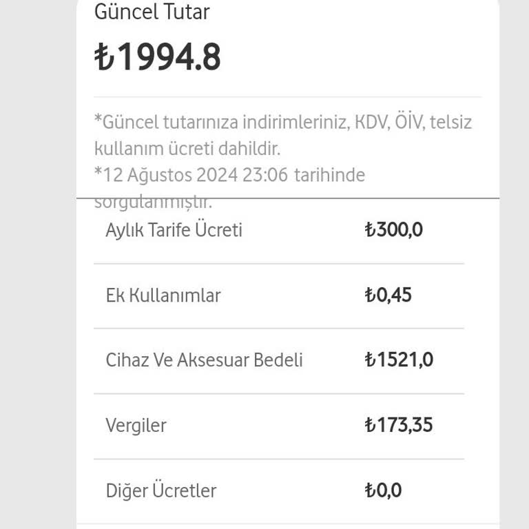 Vodafone'dan Aldığım Cihaz İçin Yanıltıcı Koruma Paketi Ücreti