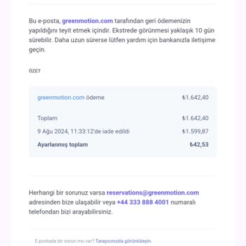 Greenmotion Car Rental Yanlış Ücretlendirme Ve Zaman Kaybı