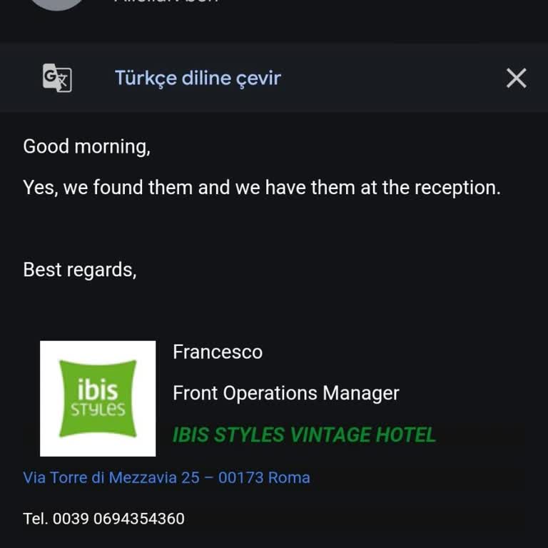 Jolly Tur Otelde Unutulan Eşyanın Geri Teslim Edilmesi