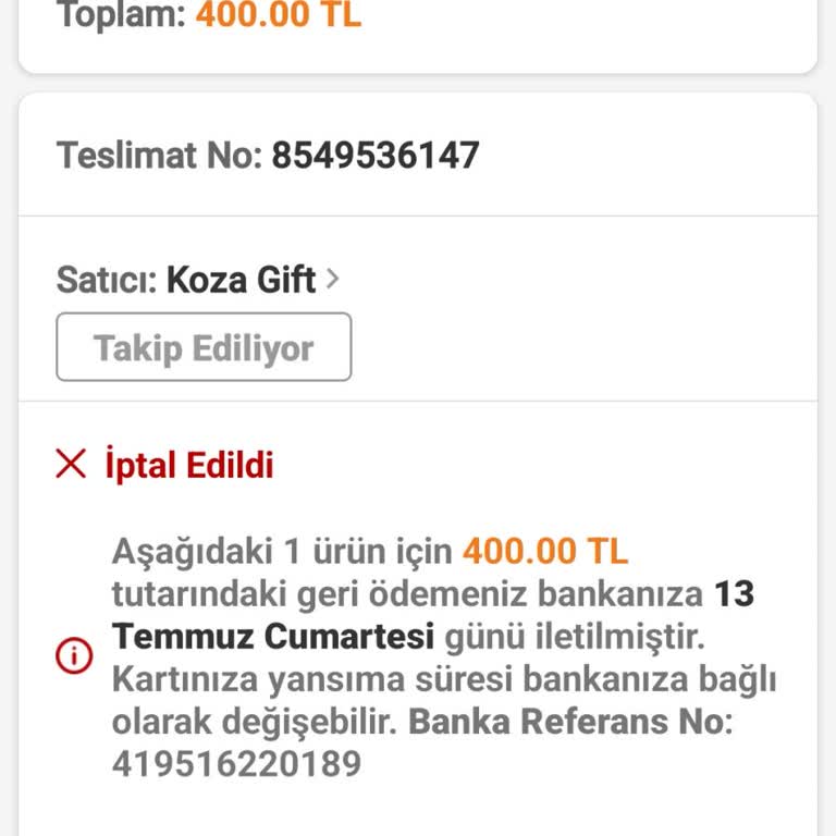 Trendyol İptal ₺ İade