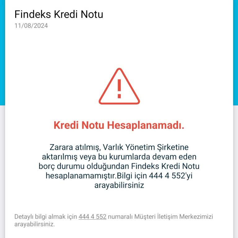 Hesaplanamayan Findeks Raporu 🙃