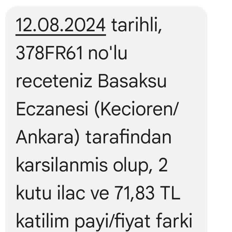 Başaksu Eczanesi (Keçiören) Reçete Sorunu