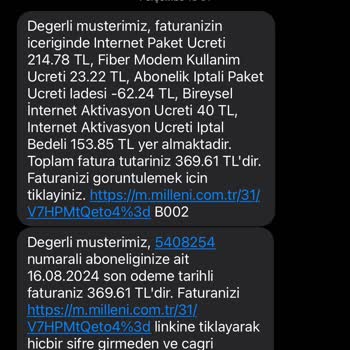 Millenicom İptal İşlemi Ve Fatura Sorunu