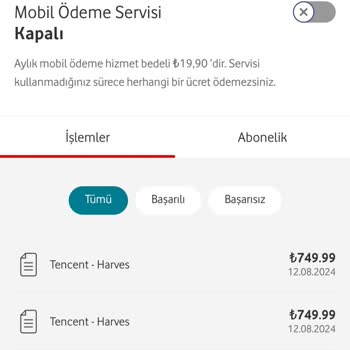 Mobil Ödeme Kapalıyken Yansıtılan Usulsüz Faturalar