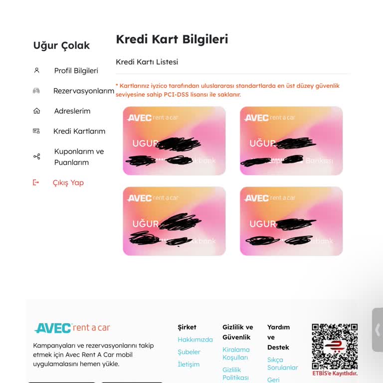 Avec İzinsiz Banka/Kredi Kart Bilgilerinizi Kaydedip Sistemde Tutuyor
