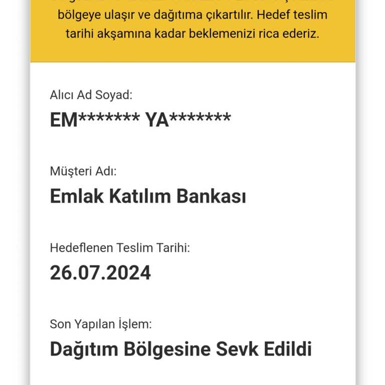 AGT Kurye (aynigunteslim.com) Emlak Katılım Bankası Kredi Kartı Teslimat Sorunu Ve Yanıltıcı Beyanlar