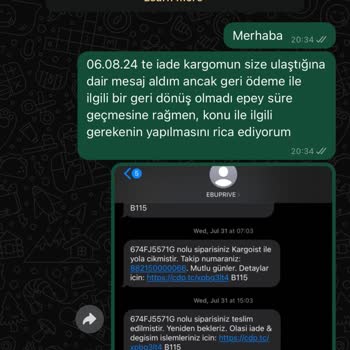 EBU Prive Markası Para İademi Yapmıyor