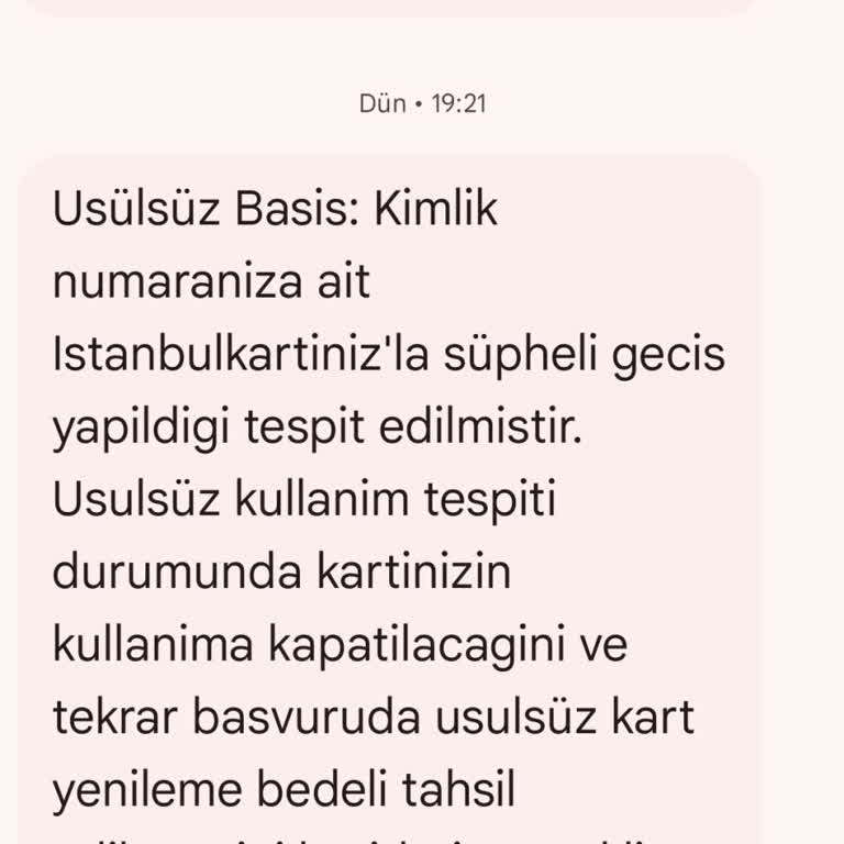 BELBİM (İstanbulkart) Usulsüz Ögrenci Kart Uyarısı