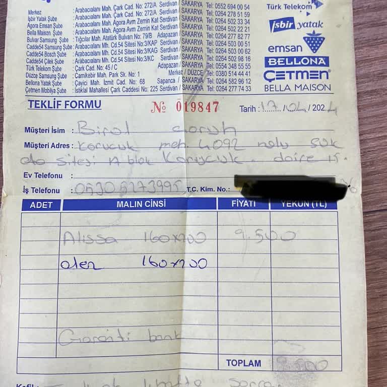 İşbir Yatak Hem Geç Gönderdiler Hem De Faturaya Yazdıkları Alezi Göndermiyorlar