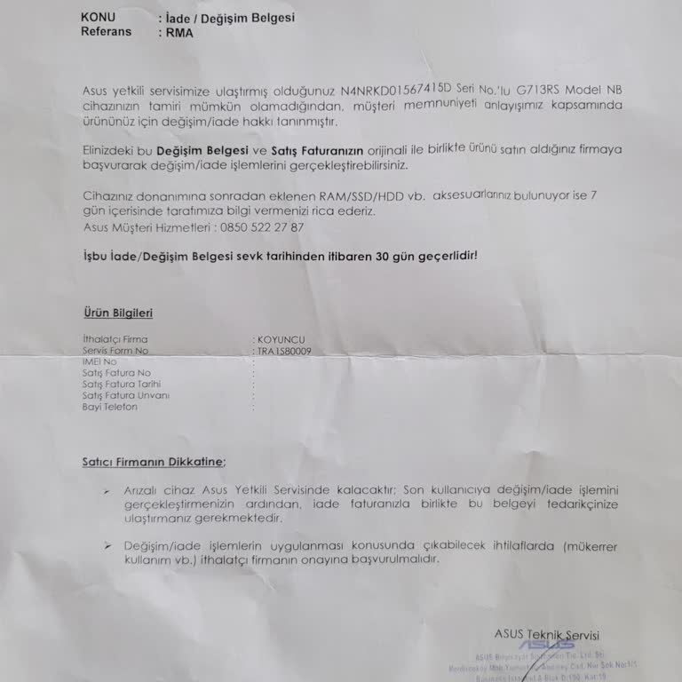 Hepsiburada THH Ve Servis Raporu Olmasına Rağmen Değişim Yapmıyor.