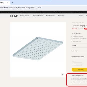 Creavit Tepe Duş Başlığı Paslandı & Kaplaması Soyuldu