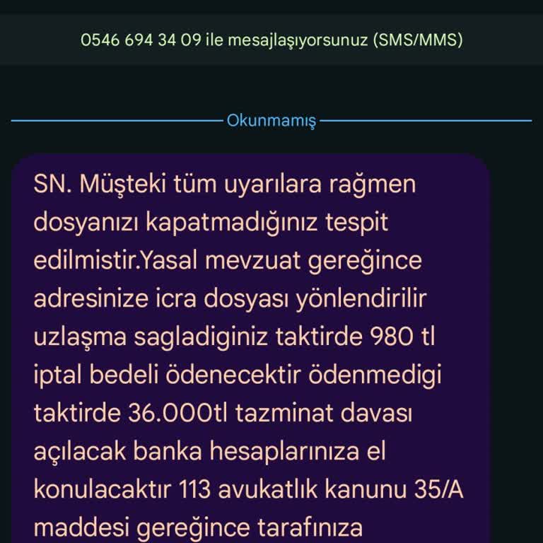 Yanıltma Teşebbüsü Liva Hukuk Adında Bir Yerden Mesaj Geldi