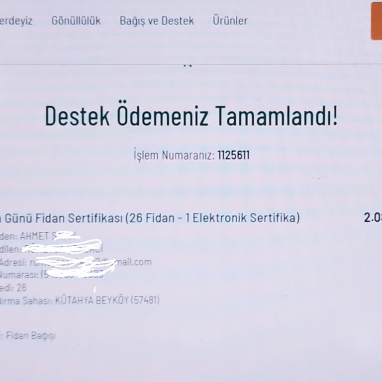 Tema Vakfı Doğum Günü Fidan Bağışı Sertifikası Gelmedi