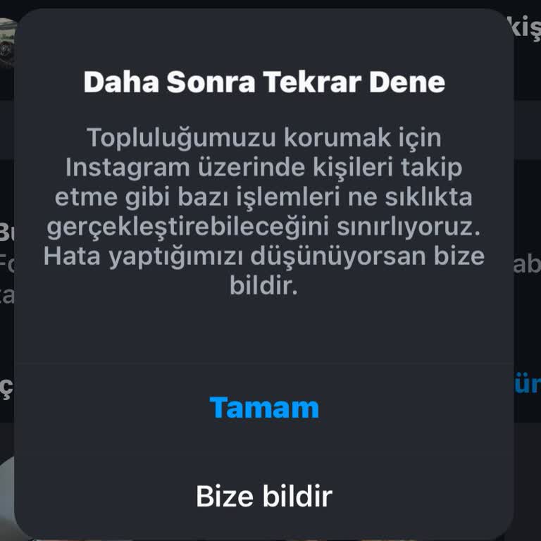 Instagram'da İstek Atamıyorum