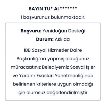 İBB - İstanbul Büyükşehir Belediyesi Yenidoğan Destek Paketi Başvurusu Hakkında Geri Bildirim