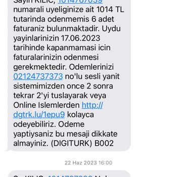 Digiturk Deprem Sonrası Kullanılmayan Hizmet İçin Haksız Fatura