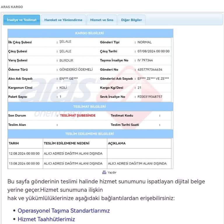 Aras Kargo Adrese Kargo Teslimat Sorunu