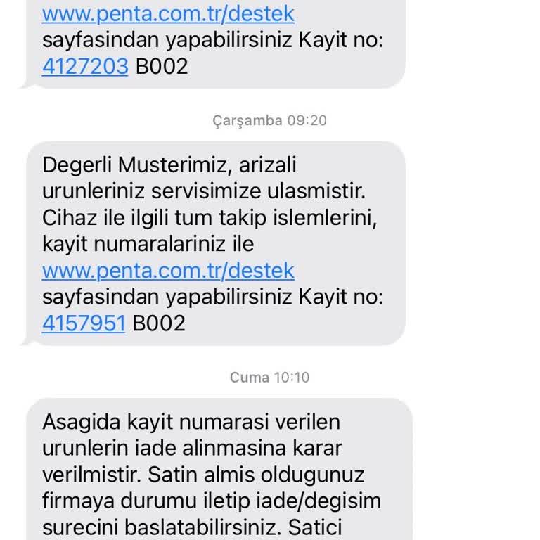 Penta Teknoloji Garanti Dahilinde Değişim Olmayan Ürün