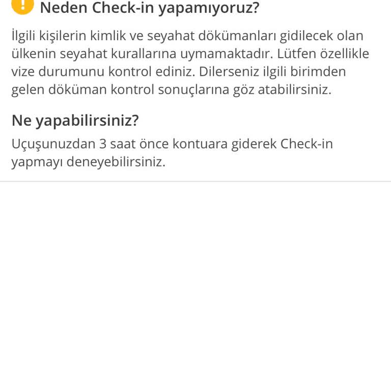 Pegasus Online Check-in Yapılmıyor
