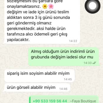 Faya Boutique İade Kabul Etmiyor