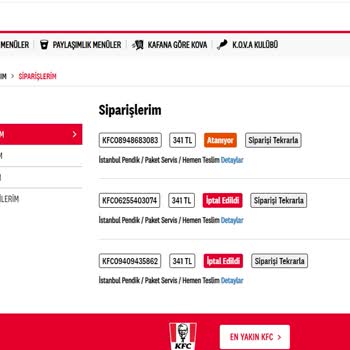 KFC Kentucky Fried Chicken Sipariş İptalleri