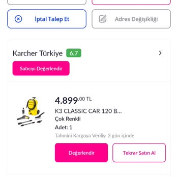 Karcher Türkiye Siparişimi Teslim Etmiyor