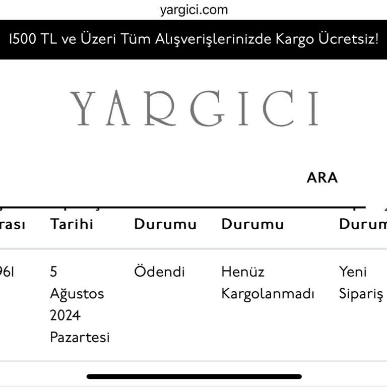 Yargıcı Online Mağaza Sipariş Mağduriyeti