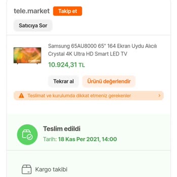 Samsung 65 İnç TV'nin Kısa Sürede Bozulması Ve Yetersiz Müşteri Hizmetleri