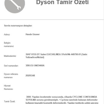 Dyson Süpürge Soyulma Ve Lastik Deformasyonu