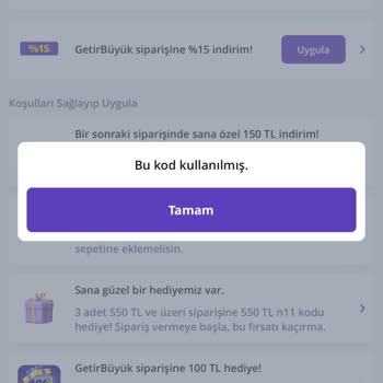 Getir İn Kupon Yalanı