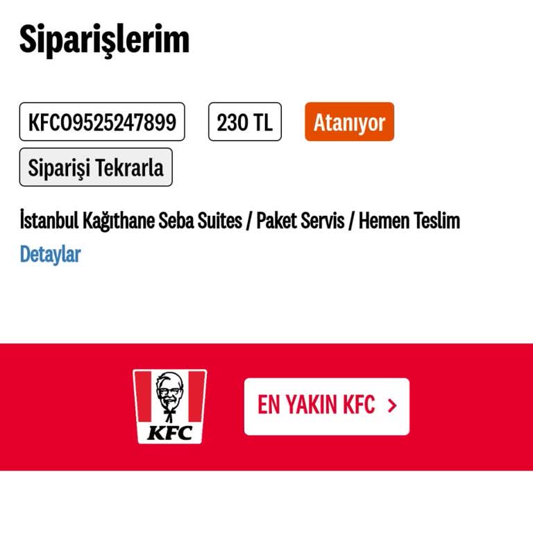 KFC Sipariş İptali Ve Bilgi Eksikliği Şikayeti