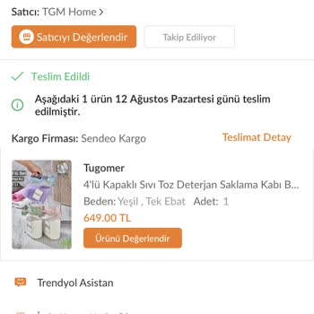 Trendyol'dan Aldığım 4'lü Deterjanlık Satıcısı Trendless Fahiş Fiyat