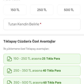 Tıkla Gelsin Tıkla Para Yüklemesi