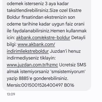 Akbank Ekstre Böldür İşlemini Yapmama Rağmen İşleme Alınmamıştır