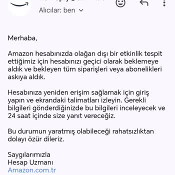 Amazon.com Paramı Alıp, Hesabımı Askıya Aldı