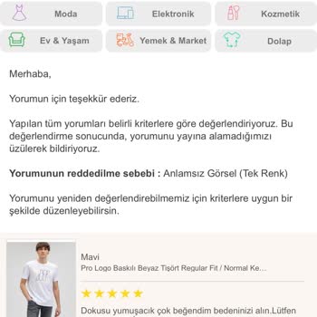 Trendyol'da Fotoğraflı Yorum Yapamama