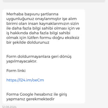 İşin Olsun Link Kişisel Bilgilerin İstenmesi