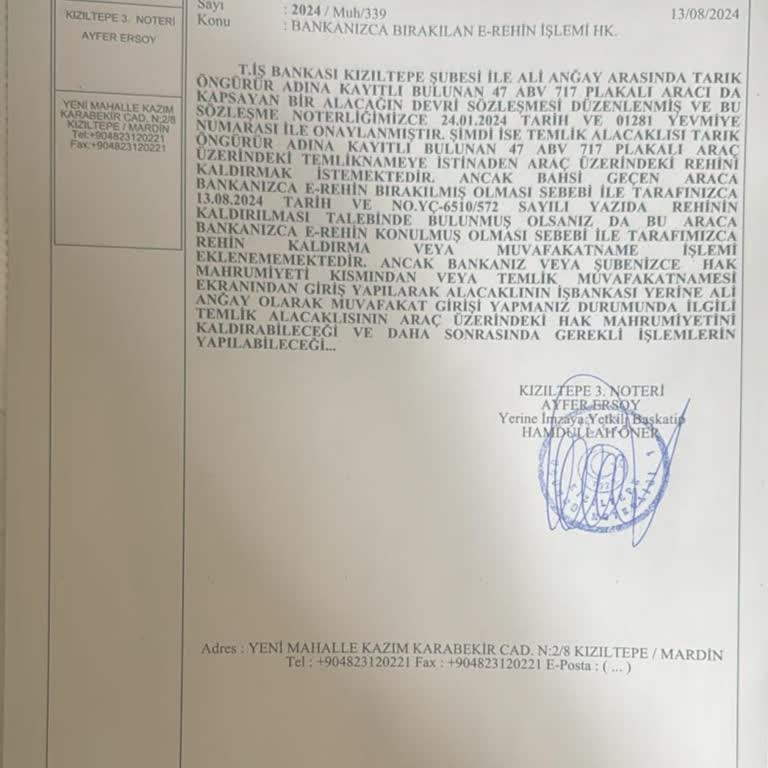 İş Bankası Rehinin Temlik Muvafakati Elektronik Ortamda Sisteme İşlememesi