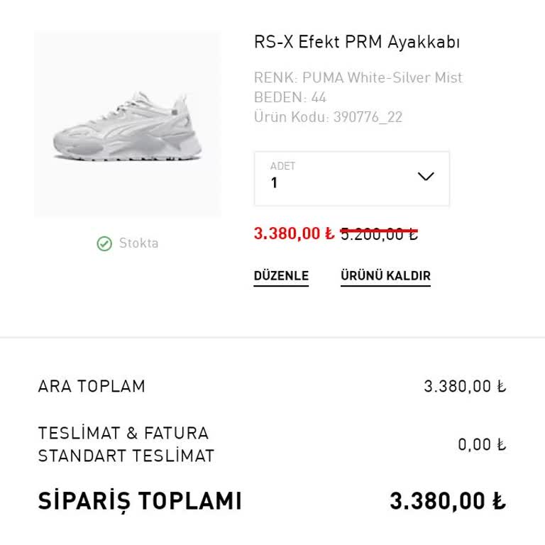 Puma %15 İndirim Hatası